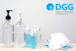 Hand-Desinfektion, medizinische und FPP2-Maske